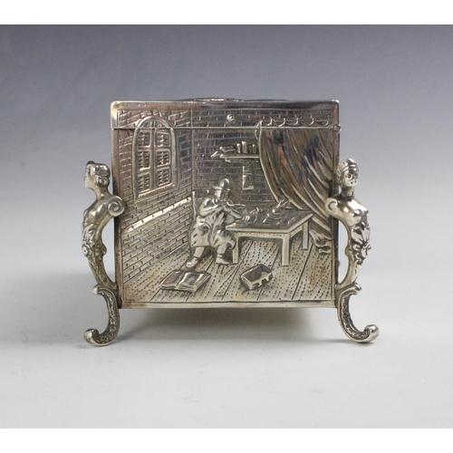 63 - A late 19th century continental white metal box, import marks William Moering, London 1881-1894, the... 