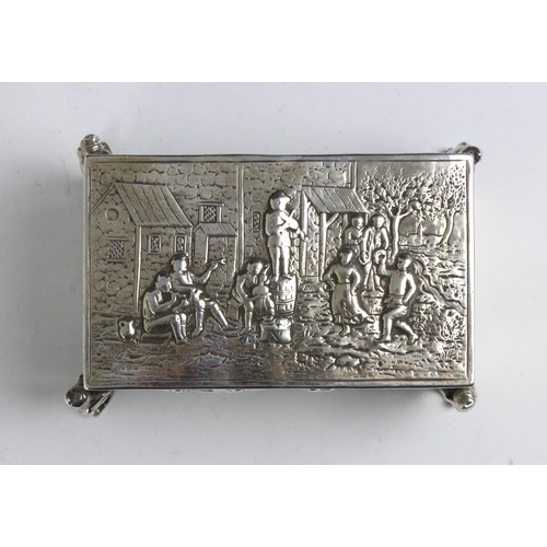 63 - A late 19th century continental white metal box, import marks William Moering, London 1881-1894, the... 