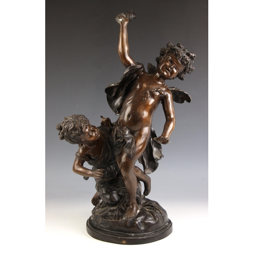 653 - After Edmé Bouchardon (French, 1698-1762), a patinated bronze figural group modelled as blindfolded ... 