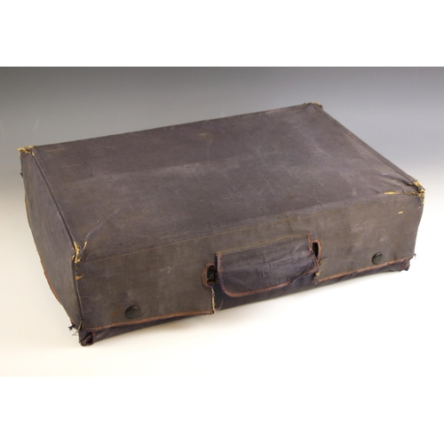 670 - A leather vanity case by G.J.H. Brown and Son Ltd, 20th century, the navy blue case with silk lined ... 