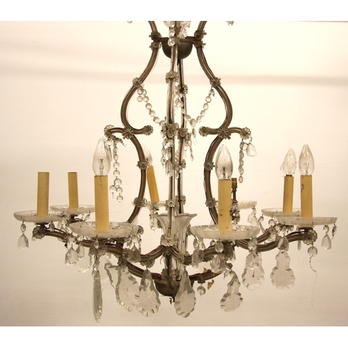 680 - An Italian cut glass eight branch chandelier of large proportions, in the 19th century Venetian mann... 