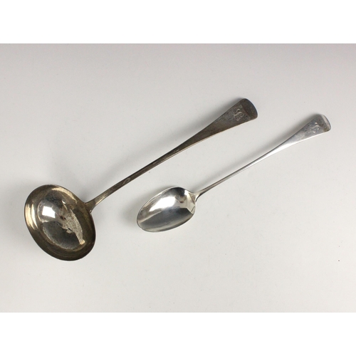 76 - A George III silver Old English pattern soup ladle, possibly Solomon Hougham, London 1814, with 'L' ... 