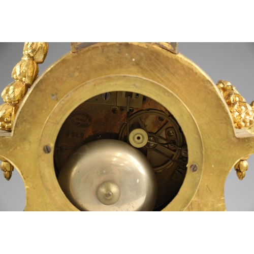 765 - A French Japy Freres gilt metal and bleu celeste porcelain clock garniture, late 19th century, the s... 