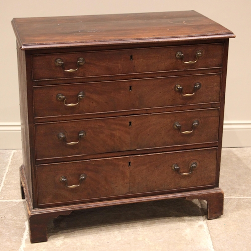 798 - A George III mahogany chest of drawers, the moulded top over four graduated and cock beaded long dra... 