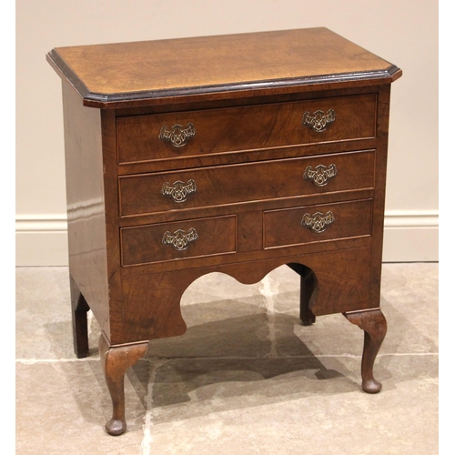 870 - A walnut low boy, 19th century and later, the rectangular top with canted front corners and ebonised... 