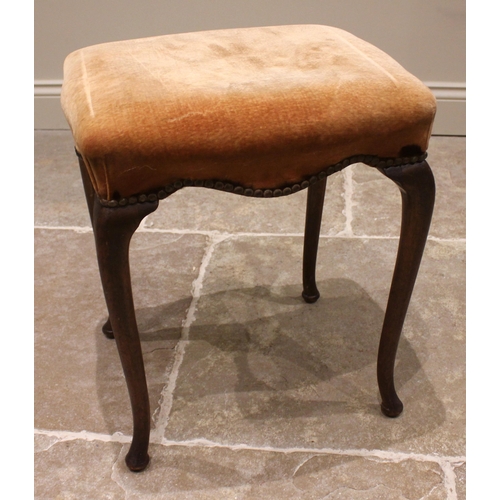 879 - A George II style mahogany dressing stool, 19th century, the upholstered seat with a serpentine apro... 