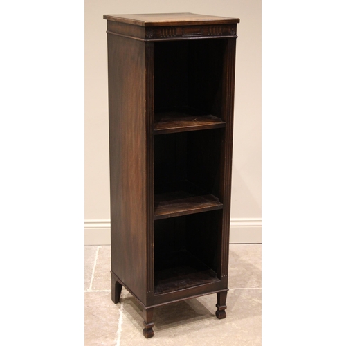 892 - An Adam influence mahogany open bookcase, early 20th century, the rectangular moulded top over a nul... 