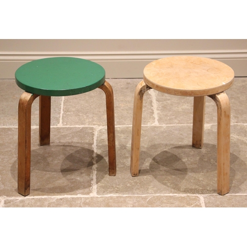 896 - Alvar Aalto (1898-1976) for Finmar Ltd, a pair of 1930's laminated birch and ply stools, the circula... 