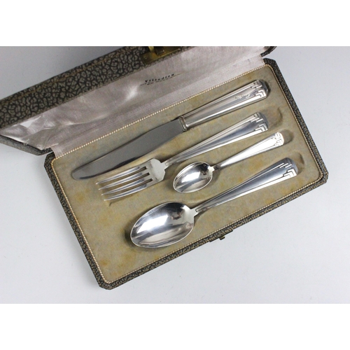 97 - A cased set of Ravinet Denfert silver plated flatware, comprising table knife, fork, spoon and teasp... 