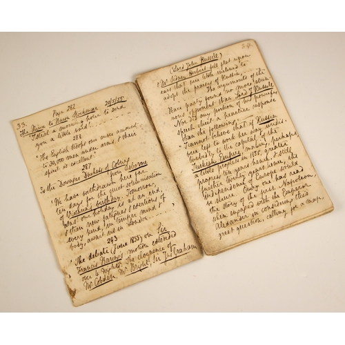 270 - A Victorian manuscript handwritten in black ink, containing notes from various sources regarding the... 