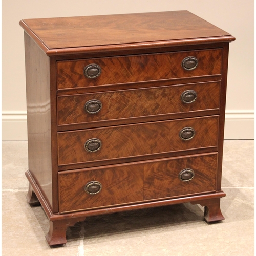 871 - A mahogany bachelors chest of drawers, 19th century and later, the flame mahogany top over four cock... 