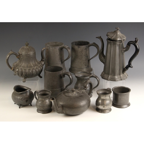 760 - A selection of pewter wares, 20th century and later, to include: a plate, with indistinct maker's ma... 