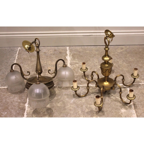 698A - An Adam style six branch chandelier, 20th century, the urn shaped column applied with rope swags ext... 