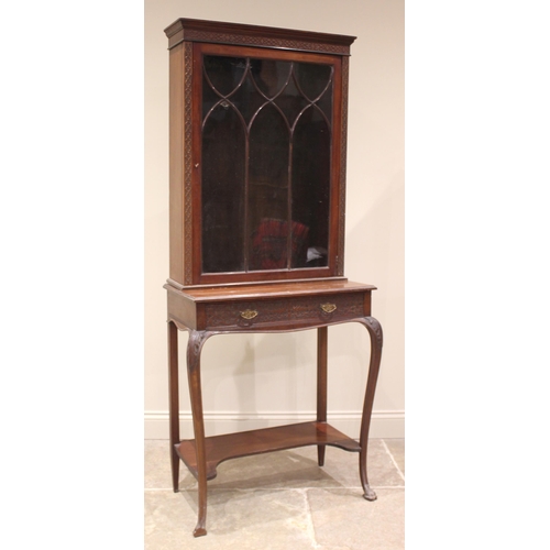 891 - An Edwardian mahogany Chinese Chippendale revival mahogany display cabinet, the moulded cornice over... 