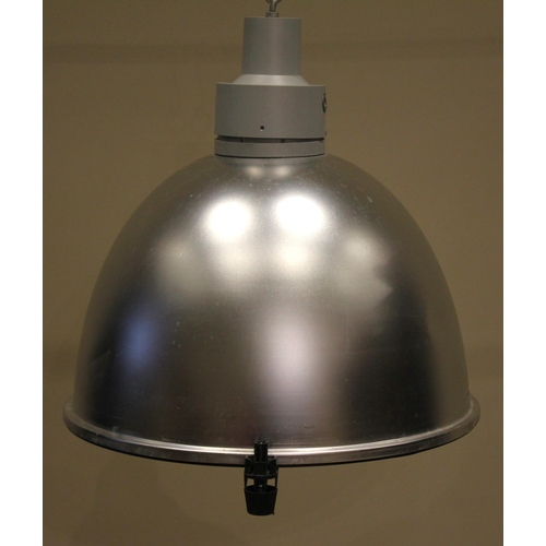 693 - An industrial type pendant ceiling light, late 20th century, the domed galvanised shade with integra... 