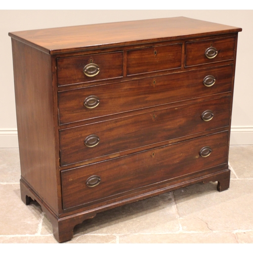 821 - A late George III mahogany chest of drawers, formed with three short over three long graduated and c... 