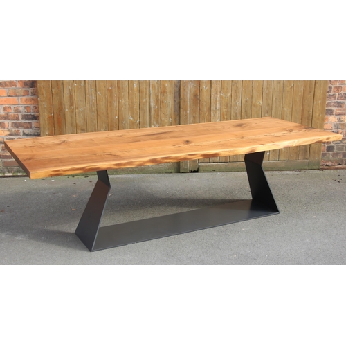 910 - A Heals Riva 1920 Bedrock Plant C table by Terry Dwan, six to eight seater, the French walnut slab t... 