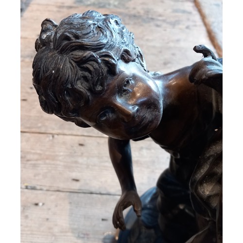 653 - After Edmé Bouchardon (French, 1698-1762), a patinated bronze figural group modelled as blindfolded ... 