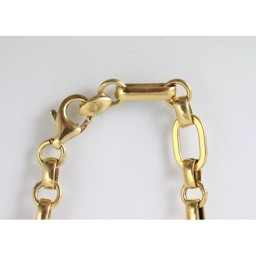 104 - A yellow metal necklace, the oval links with circular link detail, stamped to lobster fastener '375'... 