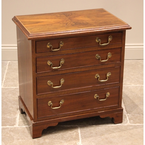 736 - An early 20th century and later constructed figured walnut chest of drawers, of cottage proportions,... 