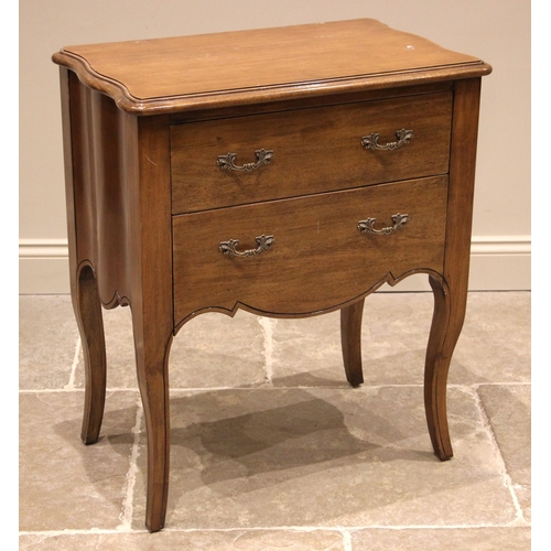 748 - A French Louis XV style side cabinet, late 20th century, the moulded serpentine top over two drawers... 