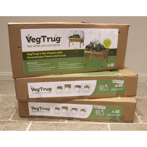 777 - Three boxed wooden Veg Trugs, each 1.2 m Classic with greenhouse frame and cover, each 134cm H x 117... 