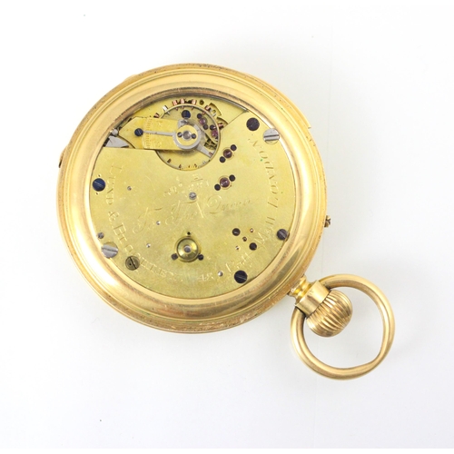 78 - An early 20th century Lund and Blockley 18ct yellow gold half hunter chiming pocket watch, the circu... 