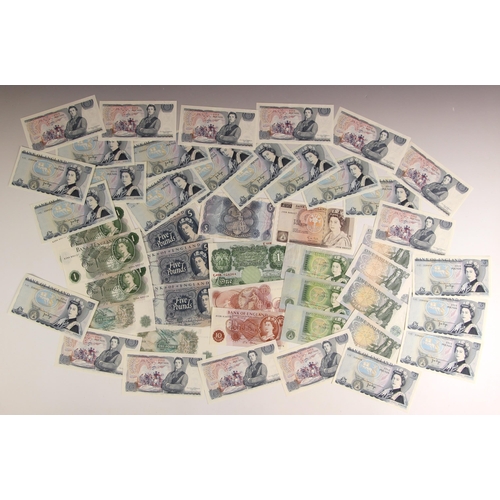 74 - A selection of Bank of England notes, including a group of consecutive £5 notes, £1 notes, ten shill... 