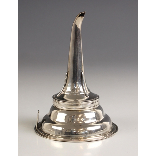 48 - A George III silver wine funnel, indistinct makers mark, London 1811, of typical form with detachabl... 