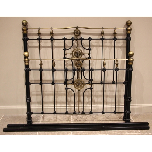 752 - A Victorian style brass and powder coated bedstead, late 20th century, comprising an openwork head a... 