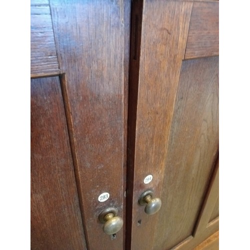 746 - An early 20th century large oak specimen display cabinet/bookcase, originally from Exeter museum, th... 