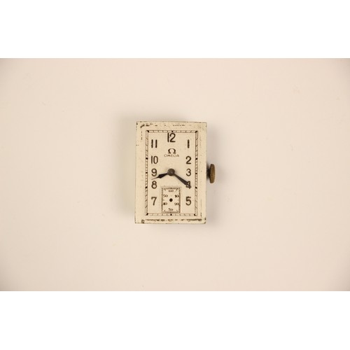 77 - An early 20th century Omega wristwatch, the rectangular dial with Arabic numerals and subsidiary dia... 