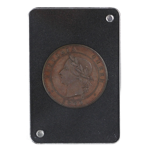 12 - Victoria (1837-1901), Pattern Penny, 1860, by J. Moore, Type 1, in bronzed-copper, laureate bust lef... 