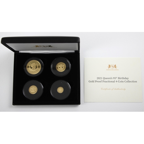 125 - Elizabeth II (1952-2022), The Queens 95th Gold Proof Fractional Four Gold Coin Collection, 2021, Tri... 