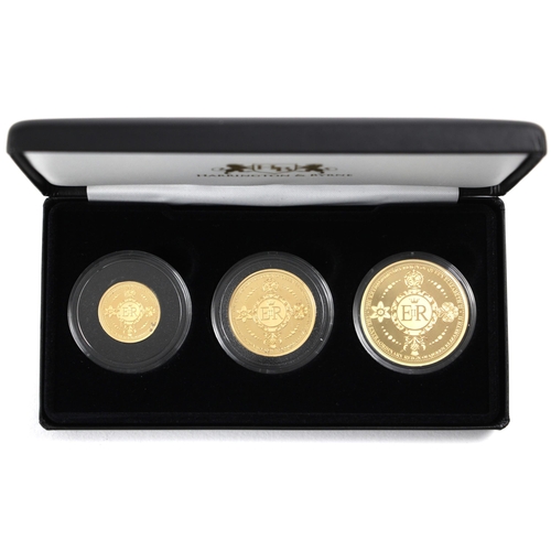 126 - Elizabeth II (1952-2022), Queen Elizabeth Platinum Jubilee Gold Proof Three Coin Collection, 2021, S... 