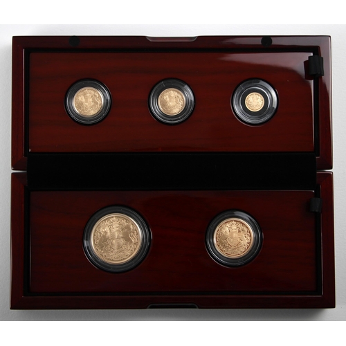 129 - Elizabeth II (1952-2022), Queen Elizabeth II Memorial Sovereign Five Gold Coin Proof Set, no.166/120... 