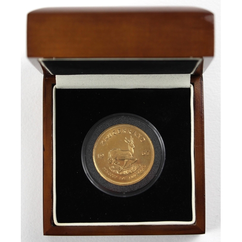 132 - South Africa, 1oz Krugerrand, 1967, President Kruger and Springbok reverse, encapsulated and cased