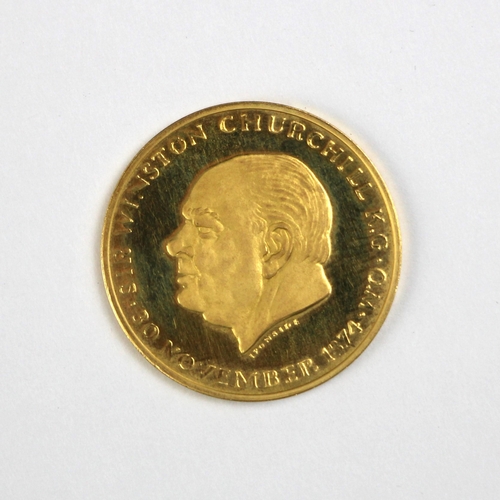 20 - Uncirculated commemorative gold medallion, proof, Sir Winston Churchill, rev. 'This Was Their Finest... 