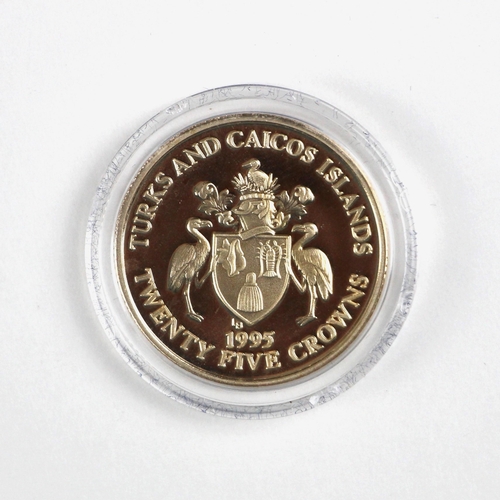 21 - Elizabeth II (1952-2022), VE Day 50th Anniversary gold coin, 1995, 14 carat gold, Turks and Caicos I... 