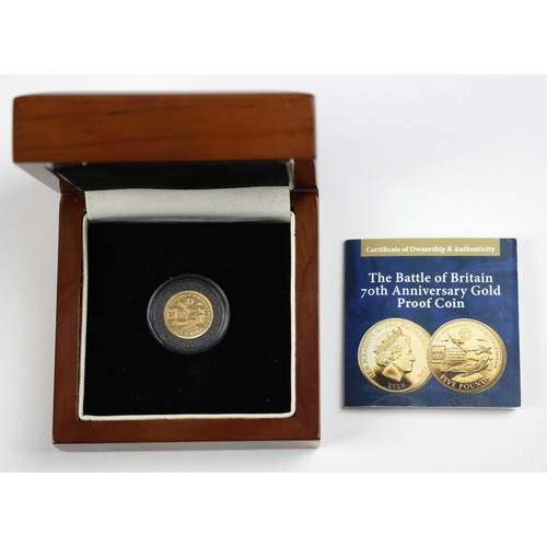 23 - Elizabeth II (1952-2022), The Battle of Britain 70th Anniversary gold coin, 2010, proof, no.81/499, ... 