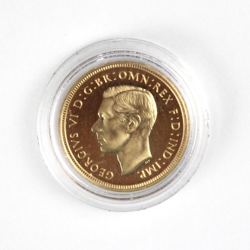 53 - George VI (1936-1952) Full Sovereign, 1937, proof, London Mint, St George reverse, encapsulated, cas... 