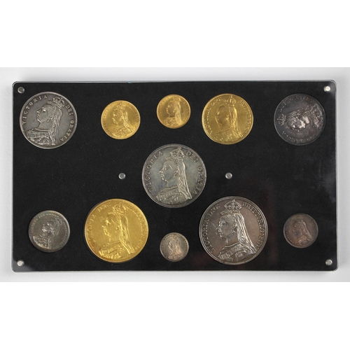 87 - Victoria (1837-1901), Specimen Set, 1887, comprising: Quintuple Sovereign, Double Sovereign, Full So... 