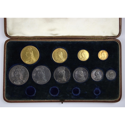 88 - Victoria (1837-1901), 1887 Set, comprising: Quintuple Sovereign, Double Sovereign, Full Sovereign, H... 