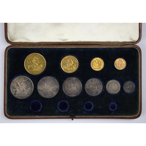 88 - Victoria (1837-1901), 1887 Set, comprising: Quintuple Sovereign, Double Sovereign, Full Sovereign, H... 