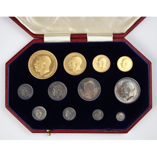 90 - George V (1910-1936), Official Specimen Set, 1911, comprising: Quintuple Sovereign, Double Sovereign... 