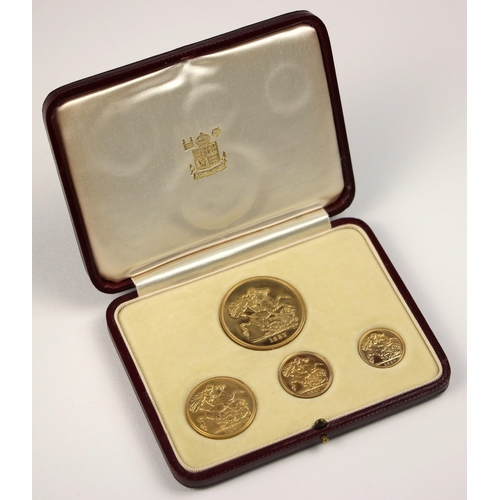 92 - George VI (1936-1952), Official Specimen Set, 1937, comprising: Quintuple Sovereign, Double Sovereig... 