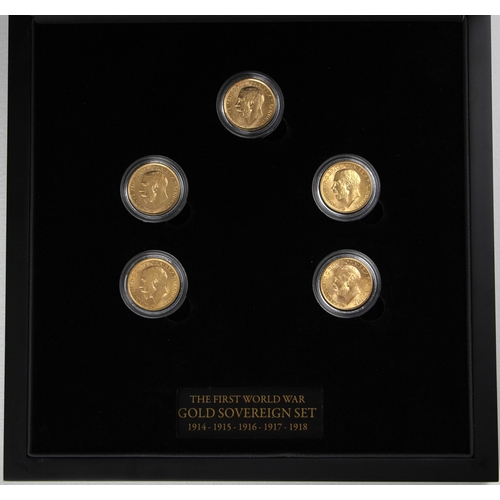 95 - George V (1911-1936), The First World War Gold Sovereign Set, comprising: 1914, London Mint, 1915, S... 