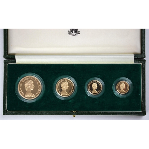 96 - Elizabeth II (1952-2022), Four Gold Proof Coin Set, 1980, London mint, comprising: £5 Quintuple, £2,... 