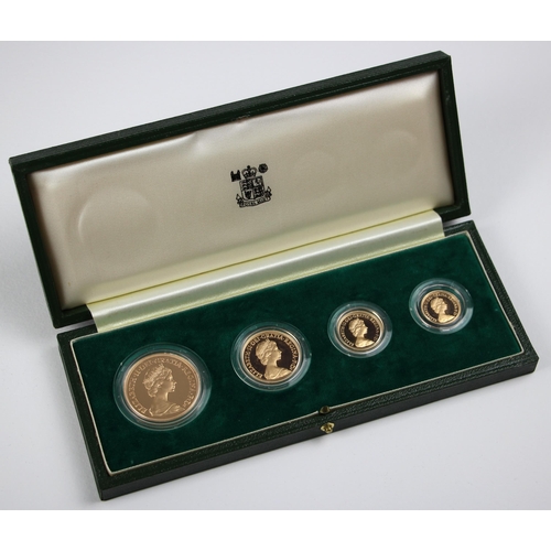 96 - Elizabeth II (1952-2022), Four Gold Proof Coin Set, 1980, London mint, comprising: £5 Quintuple, £2,... 