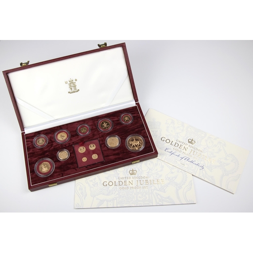 99 - Elizabeth II (1952-2022), The Golden Jubilee Gold Proof Coin Set, 2002, no.1096, comprising: £5, £2,... 